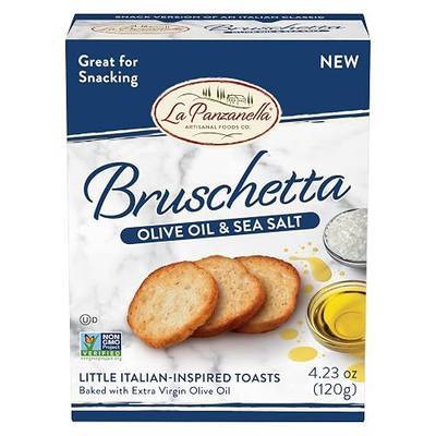 La Panzanella Olive Oil and Sea Salt Bruschetta Crackers (Pack of 12) - Italian-inspired Toasts, Made with Non-GMO Project Verified Ingredients, For Soups, Dips, Spreads or Snacks, 12x4.23oz (120g)