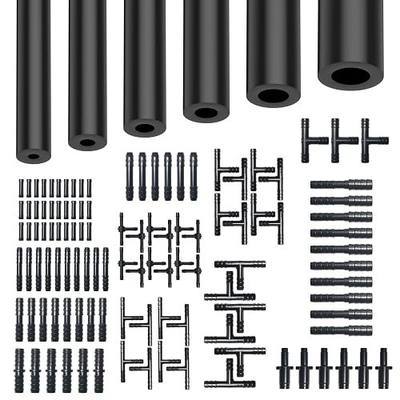Silicone Vacuum Hose Kit - 6PCS 5FT Vacuum Line (1/8" 5/32" 3/16" 1/4" 5/16" 3/8") with 113 Nylon Connectors for Automotive Replacement Accessories, Automotive Tubing hose hvac (black)