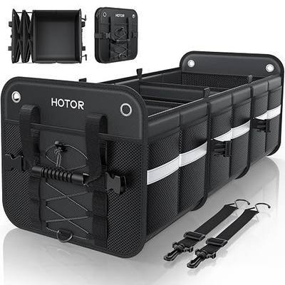 HOTOR Trunk Organizer for SUV – Car Storage Box Collapsible Car Organizer | 3 Compartments, with Reflective Strips, Essential Car Accessories for Truck, Van & Sedan, Black, 33.1" x 13.0" x 12.0"