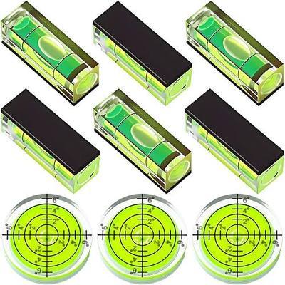 Dreyoo, 9 Pcs Bubble Spirit Levels, Magnetic Mini Square and Round Levels | 6 magnetic square levels, 3 round levels, acrylic bodies, for phonographs, cameras, turntables, tripods, frames and drills