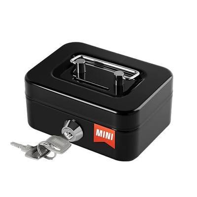 Cash Box with Lock Small Cute Lock Box with Money Slot Mini Portable Casino Safe Coin Box 4.5"x3.4"x2.4" Black