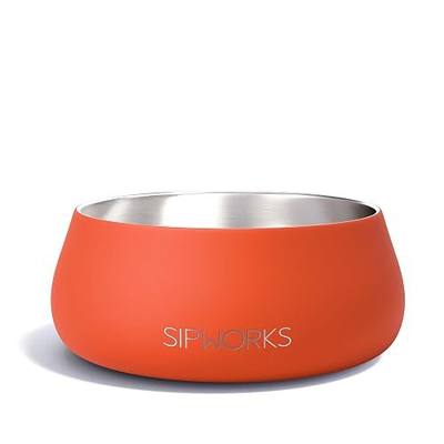 Sipworks Stainless Steel Dog Bowl – 32oz Weighted Metal Food and Water Bowls for Dogs and Cats with Non-Slip Base - Pet Bowls for All Breeds Sizes for Travel & Outdoor Play | Burnt Orange
