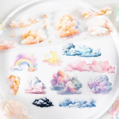Cloud PET Tape Stickers for Scrapbooking Supplies,Journal Stickers for DIY | 6 Rolls ,Colorful Cloud Journal Stickers for Scrapbooking,Journaling, Junk Journal Supplies, DIY Crafts