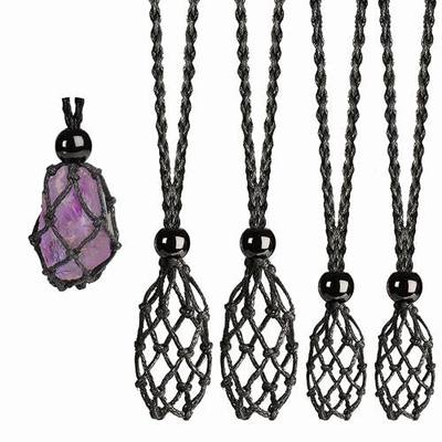weryerker 4 PCS Crystal Cage Necklace Cord Empty Holder Replacement Hand-Woven Cord with Adjustable Length L and M Size