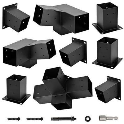 9-Pack 4x4 15° Slanted 3-Way Pergola Bracket Set Wall Mount Extension | Roof Wall Mount Extension Bracket, Actual 3.5" x 3.5"