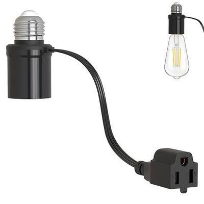 Light Socket Outlet Adapter, 3 in 1 Light Bulb Plug Adapter, Convert E26/E27 Bulb Socket to 3 Prong Outlet with Extension Cord, Suitable for Outdoor Porch Garage Patio Use 1-Pack