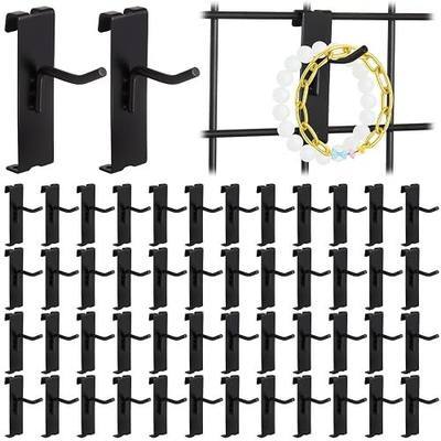 50 Pack Gridwall Hooks, 2 Inch Display Hooks for Wire Grid Wall Panels | Heavy Duty Gridwall Accessories for Retail, Craft Shows, Garage Storage, and Home Organization, Black