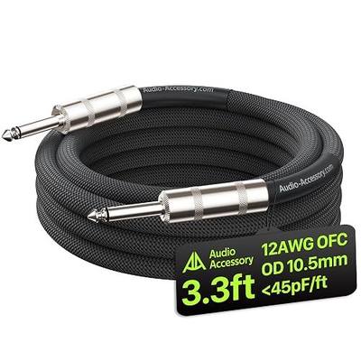 AA AUDIO ACCESSORY Speaker Cable 1/4 inch 3.3ft, 12 AWG 10.5mm Kevlar Nylon Braided Guitar Speaker Cable, Low Capacitance <45pF/ft Triple Shielded Amp Head to Cabinet Cord for Marshall Boss Orange EVH