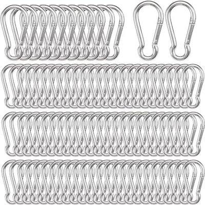 150 Pcs Carabiner Clip Spring Snap Hook, M5 2 Inch Heavy Duty Galvanized Steel Spring Snap Hook, Quick Link Keychain Clip for Keys Swing Set Camping Fishing Hiking Traveling(200 lbs Capacity)