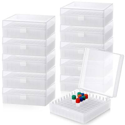 Kingdder 10 Pack 100 Holes Centrifuge Tube Cryogenic Storage Box with Snap Clasp Polypropylene Freezer Box Centrifuge Tubes Holder Rack with Lid Fit 0.5/1.5/2.0 ml for Lab Vial Storage(White)