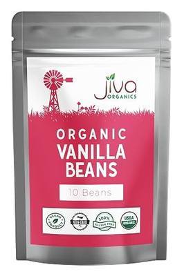 Jiva Organic Vanilla Beans 10 Count – Premium Grade A Ceylon Pods from Sri Lanka – Non-GMO, All-Natural, Hand-Cured for Baking, Cooking & Homemade Vanilla Extract