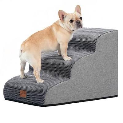 GoGoBunny Ramp Dog Stairs for Couch Sofa and Chair 15.7" H, 3-Step Pet Steps for Small Dogs and Cats, Non-Slip Waterproof Fabric Cover, Stable and Balanced Indoor Step, Pets Friendly, Grey