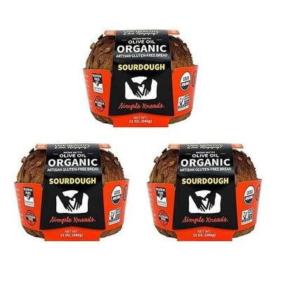 Simple Kneads Gluten-Free Sourdough Bread 3 Pack – Organic, Top 9 Allergen-Free, Artisan-Style Loaves-Extra Virgin Olive Oil