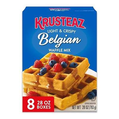 Krusteaz Light and Crispy Belgian Waffle Mix, 28 oz Box (Pack of 8)