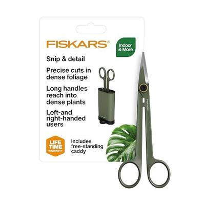 Fiskars Plant Detailer Snips & Holder, Precision Indoor Gardening Tool for Trimming & Pruning Dense Foliage, Long Reach Stainless Steel Micro-Tip Blades for Clean Cuts and Healthy Plant Growth, 6"