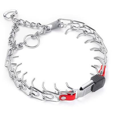 Herm Sprenger Prong Collar 3.0 Quick Release with Short Links & Swivel for Easy Use & Biothane Insert | Chrome Plated Steel Dog Training Pinch Collar for Dogs, 20in (Necks up to 16-17in) (Cherry Red)