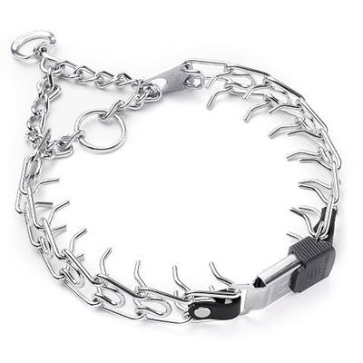 Herm Sprenger Prong Collar with Quick Release Cliclock Buckle & Short Links & Biothane Insert | Chrome Plated Steel No Pull Dog Training Collar Made in Germany, 20in x 3.0mm Necks up to 16-17in, Black