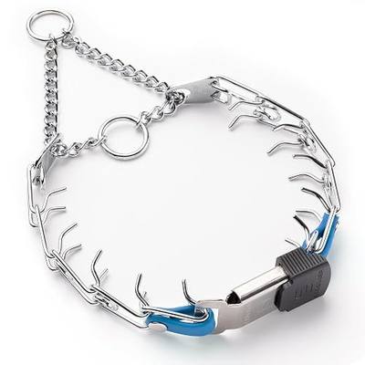 Herm Sprenger Chrome Plated Steel Dog Collar with Quick Release ClicLock Buckle O-Ring Biothane Insert Training Collar Made in Germany (Cerulean Blue, 16in x 2.25mm(Neck Size up to 13-14in))