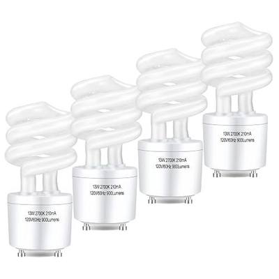 Winkcao CFL Light Bulbs GU24 Base, T3 Spiral 13Watt (60Watt Equ) Soft White 2700K 900lm Compact Fluorescent Light Bulbs, UL Approved, 120v 60Hz, Self Ballasted CFL Bulbs, Pack of 4