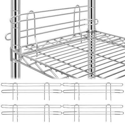 MorningRo 4 Pcs Chrome Wire Shelf Ledge 18" L x 4" H Wire Shelving Side Ledge Metal Shelves Accessories Pantry and Garage Storage (Silver)