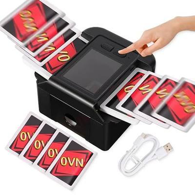 Rechargeable Automatic Card Shuffler for 2 Decks, 2000 mAh Built in Battery USB-C Charge, Low Noise Fast Shuffle, Smart Auto Shuffler for UNO Poker Mahjong Skip-Bo Canasta Skyjo(Black)