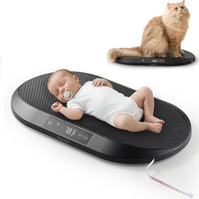 Baby Scale, Accurate Baby Scales for Weighing Newborn & Pets, Digital Weight Scale for Cat, Puppy, Up to 88lbs, with 60" Tape Measure, Hold Function, 5 Units, LED Screen