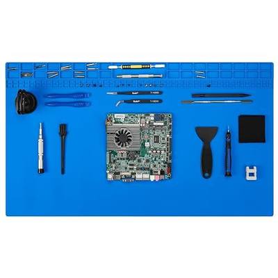 Kaisi Extra Large Soldering Mat, Oversized 932°F Heat Resistant Silicone Solder Mat, Large Repair Workbench Pad for Electronics Phone Watch Laptop Repair, BGA Soldering Iron (Blue,27.6''x15.7'')