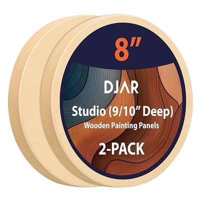 2-Pack Round Wood Canvas Panels, 0.9'' Deep – Unfinished Wood for Art, Pouring, Oil Painting & Crafts