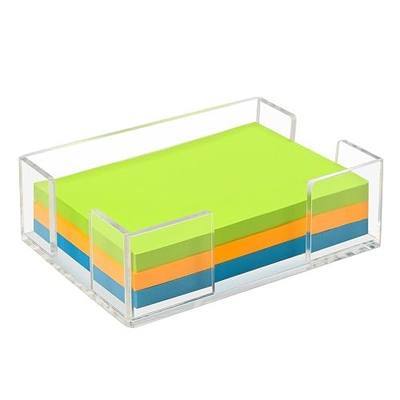 Acrylic Sticky Note Holder, 4x6 Inch Clear Dual Notepad Holder Dispenser with Triple Openings Non-Slip Rubber, Sticky Note Dispenser Memo Holder Case for Desk Office School Supplies(No Pads)