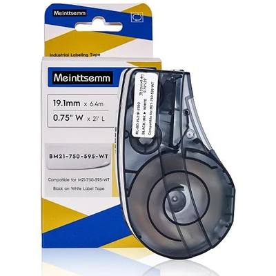 Replacement Label Tape Compatible with Brady M21-750-595-WT, All-Weather Vinyl Label for Indoor/Outdoor, 0.75" x21' L Black on White for M210, M210-LAB, BMP21-PLUS, BMP21-LAB, M211 Printers