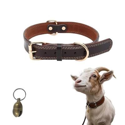 Genuine Leather Goat Collar with Brass Bell,M-22 (Neck Fits 15-19in) | Heavy Duty Cowhide Pet Necklace,Adjustable&Durable for Pet Goats and Sheep,Alpacas,Deer