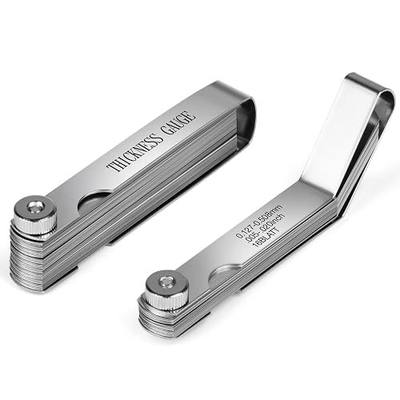 SLNIHAMS 2PS Stainless Steel Feeler Gauge Set, 32 Blades Feeler Gauge & 16 Blades Offset Thickness Gauge with Standard SAE/Metric Angled & Straight Gap Tools for Valves, Spark Plugs | Laser-Etched