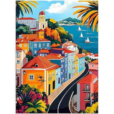 500 Pieces Puzzle for Adults, Town in Autumn Street Puzzle, Recycled Cardboard Jigsaw Puzzles 500 Pieces, Challenging Puzzles Game Home Decor Birthday Party Gift for Adults Seniors 20.5 * 15 in