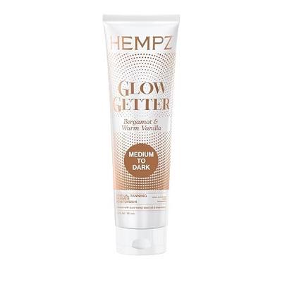 Hempz Glow Getter Gradual Self-Tanning Lotion " Medium to Dark, 7.5 oz | Natural Golden Tan, Summer Glow, Vegan Hydrating Moisturizer for legs, arms and body