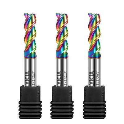 3pcs 1/2" Tungsten Carbide End Mills for Aluminum & Copper Alloys, 3-Flute DLC Coated Endmills Set CNC Milling Bits - HRC55