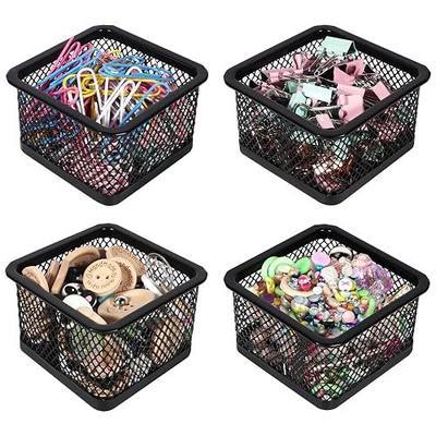 Paper Clip Holder for Desk, Paperclip Holders, Paper Clip Holders | Mesh Metal Paper Clip Dispenser Organizer for Desk Binder Clip Bobby Pin Holder Container for Home Office School,Black 4 Pack