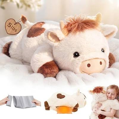 Mewaii Weighted Stuffed Animals Cow Plush, Heatable Coolable, 2-5lbs, 23in | Adjustable Comfort, Microwaveable Removable Inner Pad, Machine Washable Cover, Cozy Gift for Adults & Kids