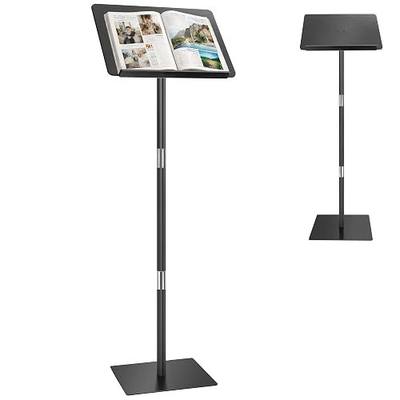 Podium Stand, Lecterns & Podiums, Acrylic Adjustable Angles with Metal Base, Podium for Church, Weddings, Classroom, Speech, 16.2" L x 12.2" W x 47" H (Black)