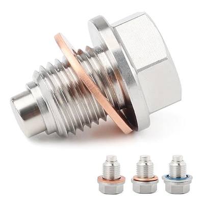 M14x1.5 Magnetic Oil Drain Plug,Stainless Steel Oil Pan Drain Plug with 6 Copper Crush Washers, Leak Proof Oil Drain Plug Replacement for Cars,Motorcycles,Fits Honda Civic Accord CR-V GM Mazda Hyundai