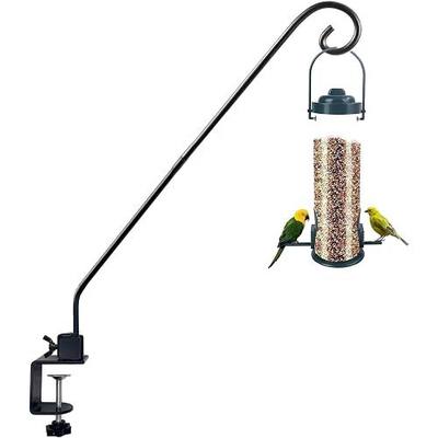 Heavy Duty Deck Hook,Courtyard Decoration,Pole 32”Long Metal Deck Railing Hooks for Hanging Bird Feeders,Planters,Suet Baskets,Lanterns,Wind Chimes,Clamp Mounted,Under 15 LBS