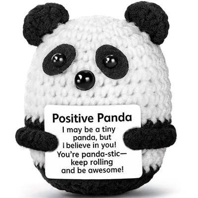 Positive Crochet Animal Panda – Cute Handmade Emotional Support Gift, Valentine’s & Galentine’s Day Encouragement Decor for Women Men, Birthday Present for Girlfriend Boyfriend Friends Coworkers
