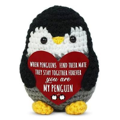 OASSIE Anniversary Couple Gifts for Women Men - Positive Penguin Crochet | Anniversary Keepsake, Wedding Gift, Romantic Message, Handmade Decor, Soft Yarn Texture, Cute and Sentimental