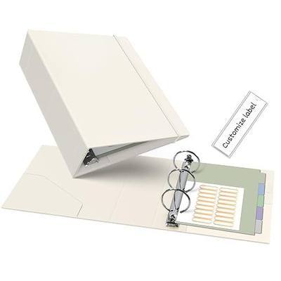 Ospelelf Leather Mini Binder Vintage Hardcover 2 Inch Rings, Professional Small 3 Ring Binders Organizer Suitable for 5.5" x 8.5" Documents, Binder Dividers with Tabs, Beige