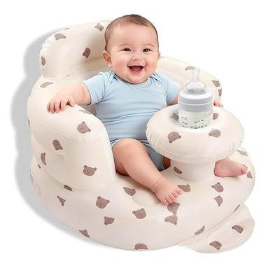 Inflatable Baby Floor Seat with Tray, Infant Chair for Babies 3–36 Months | Sit-Me-Up Floor Seat for Baby with Built-in Air Pump, 360° Safety Fence & Back Support – Stable Portable Seat for 3–36 Months