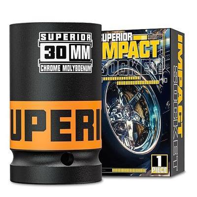 1" Drive Impact Socket, 30 mm Deep Socket, Metric Axle Nut Socket, 6 Point, CR-MO, Automotive, Truck Maintenance, Heavy Equipment Repair