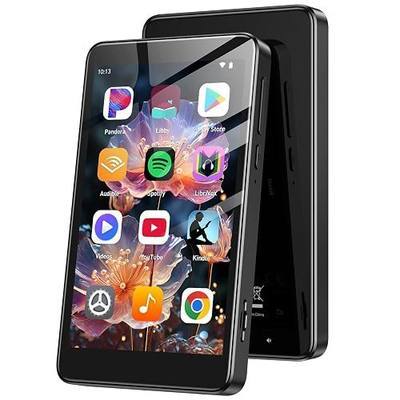 AGPTEK 96GB MP3 Player with Bluetooth and WiFi, T08 4'' Android MP4 Player | Android 14 Music Player with Spotify, Audible, APP Store, Up to 1TB, Black