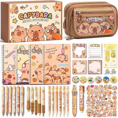 Fimibuke Kids School Supplies for Girls, 36PCS Capybara Stationery Set | Kawaii Gifts for Tween Teen Girls Age 5 6 7 8-12 13 14 Year Old, Pencil Case w/ Gel Pen Pencil Sticker Notebook Sticky Note