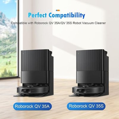 22 Pack Replacement Kit Compatible with Roborock QV 35A/QV 35S Robot Vacuum | Includes 2 Main Brushes, 6 Side Brushes, 4 HEPA Filters, 4 Mop Pads, 4 Dust Bags Accessories