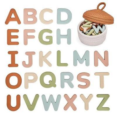 JoyCat Silicone Alphabet Magnetic Letters, 26 Uppercase ABC Fridge Magnets for Toddlers & Kids 3+, Preschool Learning Refrigerator Toy Set, Birthday Gifts for Boys Girls (Muted Color)