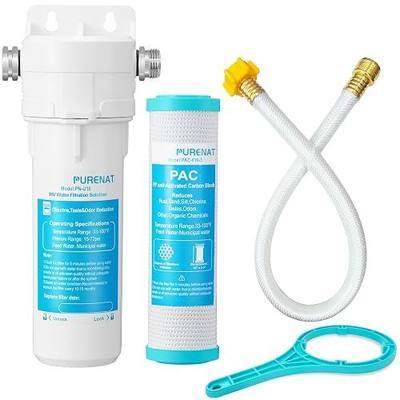 RV Water Filter System - with 10" Compound Filter for RVs,Campers,Gardening | 10"Compound Filter Effective Reduce Sediment&Chlorine,Lower Replace Cost,Include Water Hose&Adapters for Outdoor Drinking&Use